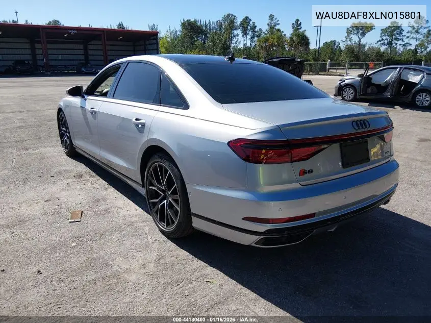 2020 Audi A8 L 55 Tfsi Quattro Tiptronic VIN: WAU8DAF8XLN015801 Lot: 44180403