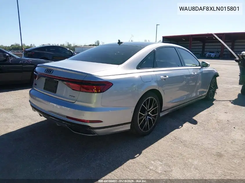 2020 Audi A8 L 55 Tfsi Quattro Tiptronic VIN: WAU8DAF8XLN015801 Lot: 44180403