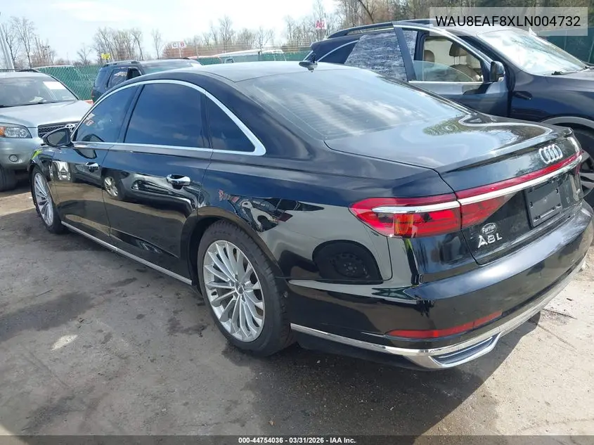 2020 Audi A8 L 60 Tfsi Quattro Tiptronic VIN: WAU8EAF8XLN004732 Lot: 44754036
