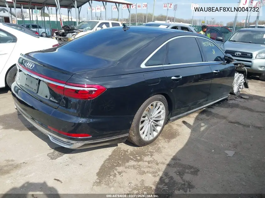 2020 Audi A8 L 60 Tfsi Quattro Tiptronic VIN: WAU8EAF8XLN004732 Lot: 44754036
