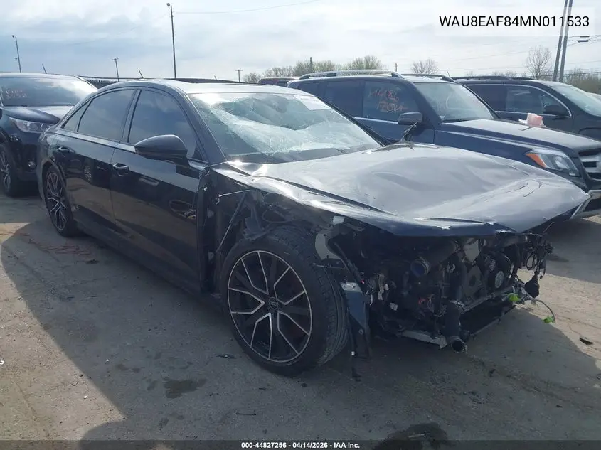 2021 Audi A8 L 60 Tfsi Quattro Tiptronic VIN: WAU8EAF84MN011533 Lot: 44827256