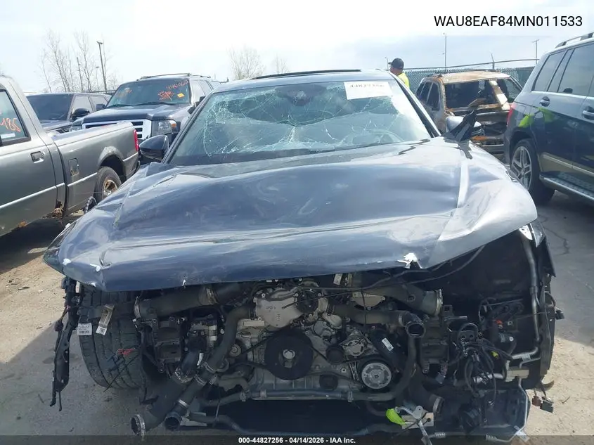 2021 Audi A8 L 60 Tfsi Quattro Tiptronic VIN: WAU8EAF84MN011533 Lot: 44827256