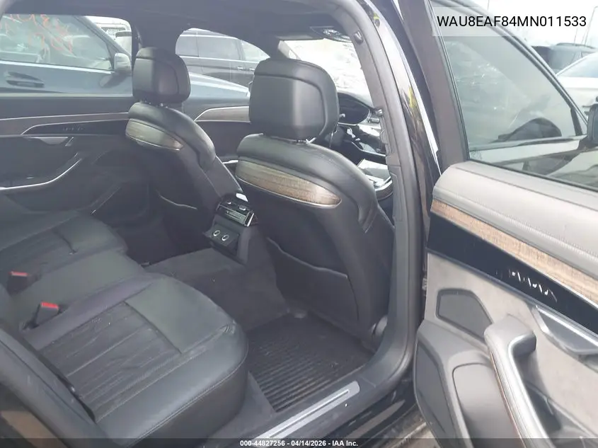 2021 Audi A8 L 60 Tfsi Quattro Tiptronic VIN: WAU8EAF84MN011533 Lot: 44827256
