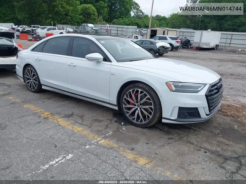 2021 Audi A8 L 55 Tfsi Quattro Tiptronic VIN: WAU8DAF86MN014744 Lot: 45002233