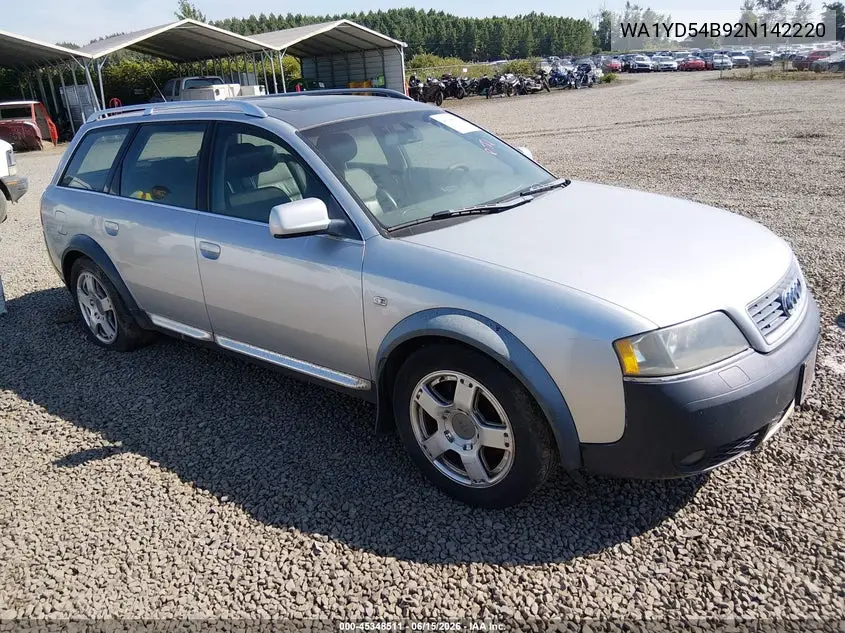 2002 Audi Allroad 2.7L VIN: WA1YD54B92N142220 Lot: 45348511