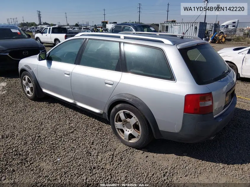2002 Audi Allroad 2.7L VIN: WA1YD54B92N142220 Lot: 45348511
