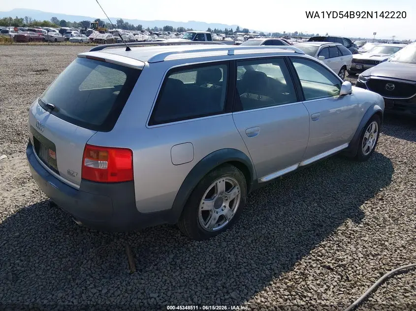 2002 Audi Allroad 2.7L VIN: WA1YD54B92N142220 Lot: 45348511