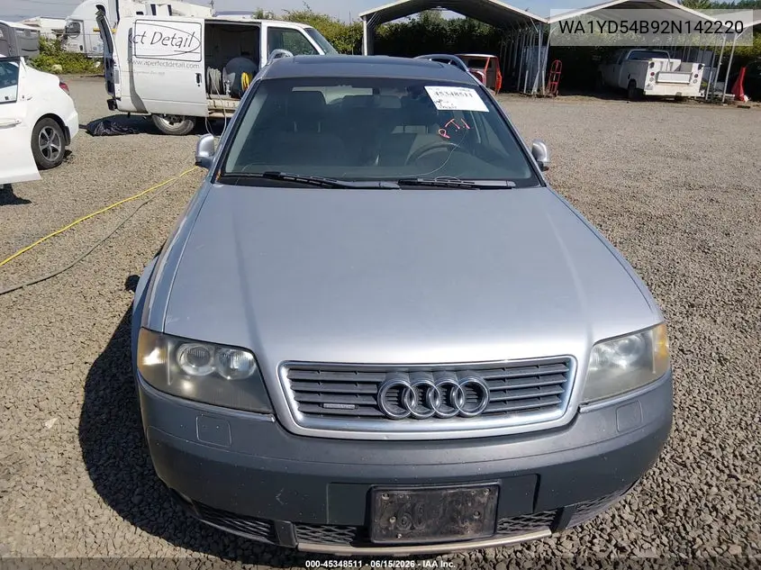 2002 Audi Allroad 2.7L VIN: WA1YD54B92N142220 Lot: 45348511