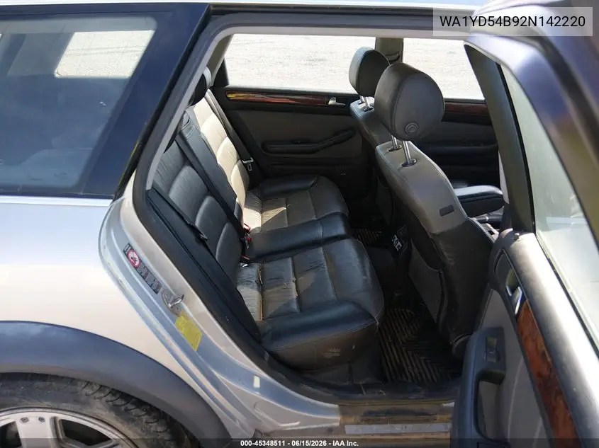 2002 Audi Allroad 2.7L VIN: WA1YD54B92N142220 Lot: 45348511