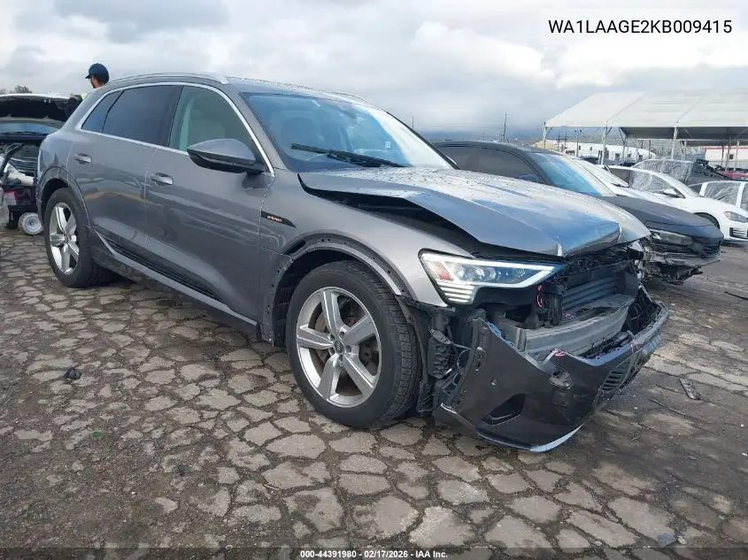 2019 Audi E-Tron Premium Plus VIN: WA1LAAGE2KB009415 Lot: 44391980