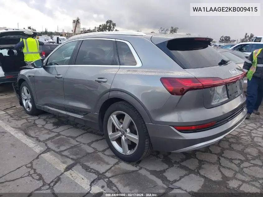 2019 Audi E-Tron Premium Plus VIN: WA1LAAGE2KB009415 Lot: 44391980