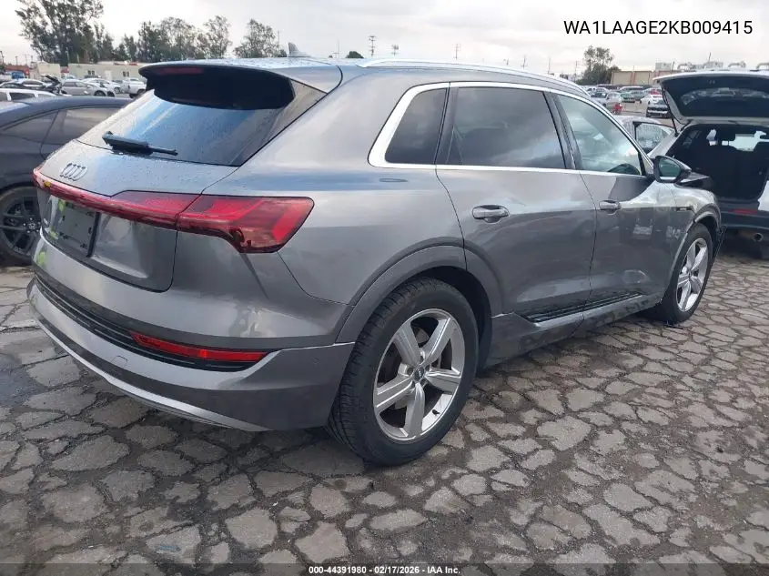 2019 Audi E-Tron Premium Plus VIN: WA1LAAGE2KB009415 Lot: 44391980