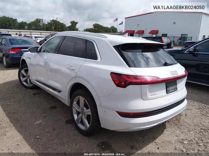 2019 Audi E-Tron Premium Plus VIN: WA1LAAGE8KB024050 Lot: 45273015