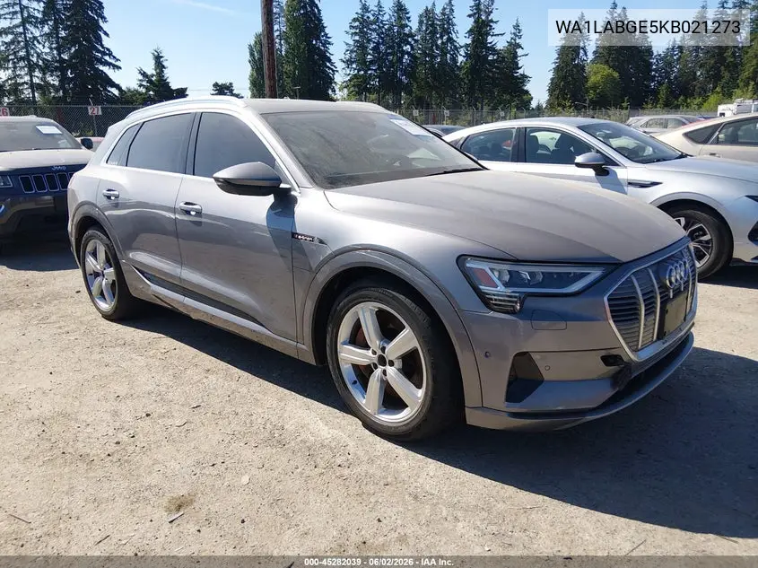 2019 Audi E-Tron Premium Plus VIN: WA1LABGE5KB021273 Lot: 45282039