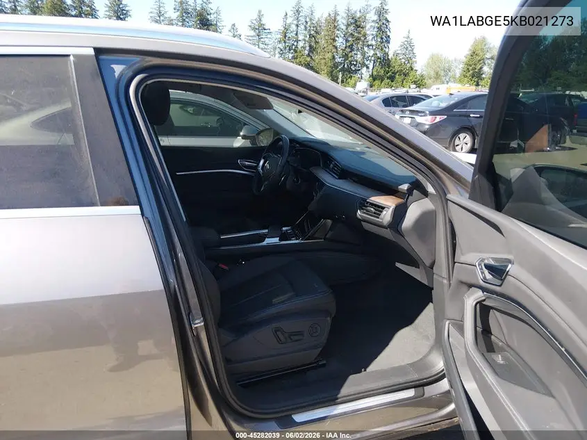 2019 Audi E-Tron Premium Plus VIN: WA1LABGE5KB021273 Lot: 45282039