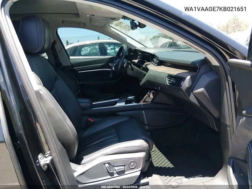 2019 Audi E-Tron Premium Plus VIN: WA1VAAGE7KB021651 Lot: 45437880