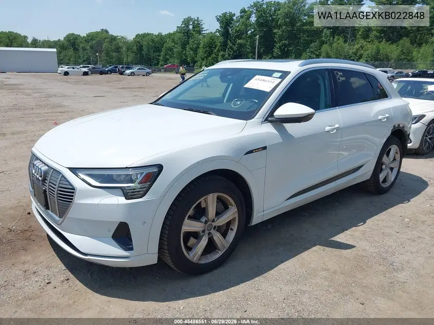 2019 Audi E-Tron Premium Plus VIN: WA1LAAGEXKB022848 Lot: 45486551