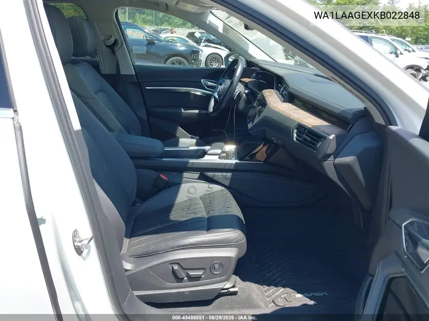 2019 Audi E-Tron Premium Plus VIN: WA1LAAGEXKB022848 Lot: 45486551