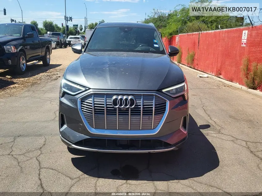 2019 Audi E-Tron Premium Plus VIN: WA1VAAGE1KB007017 Lot: 45494338