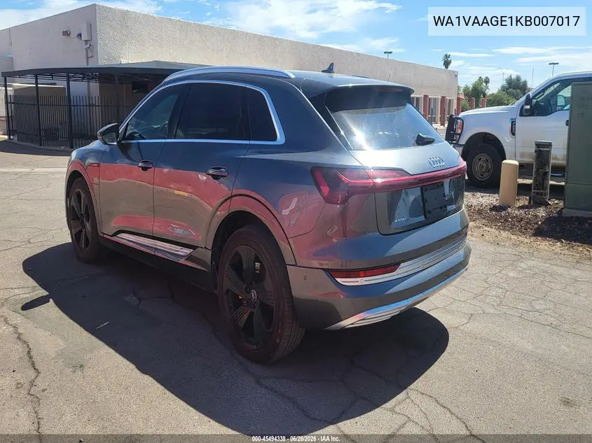 2019 Audi E-Tron Premium Plus VIN: WA1VAAGE1KB007017 Lot: 45494338