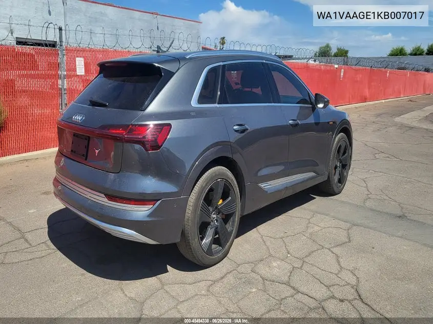 2019 Audi E-Tron Premium Plus VIN: WA1VAAGE1KB007017 Lot: 45494338