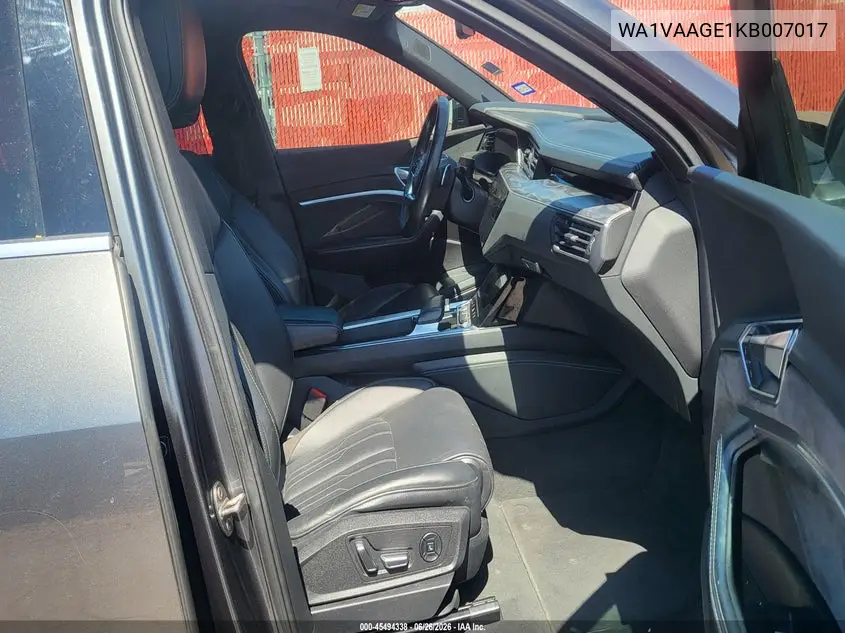 2019 Audi E-Tron Premium Plus VIN: WA1VAAGE1KB007017 Lot: 45494338
