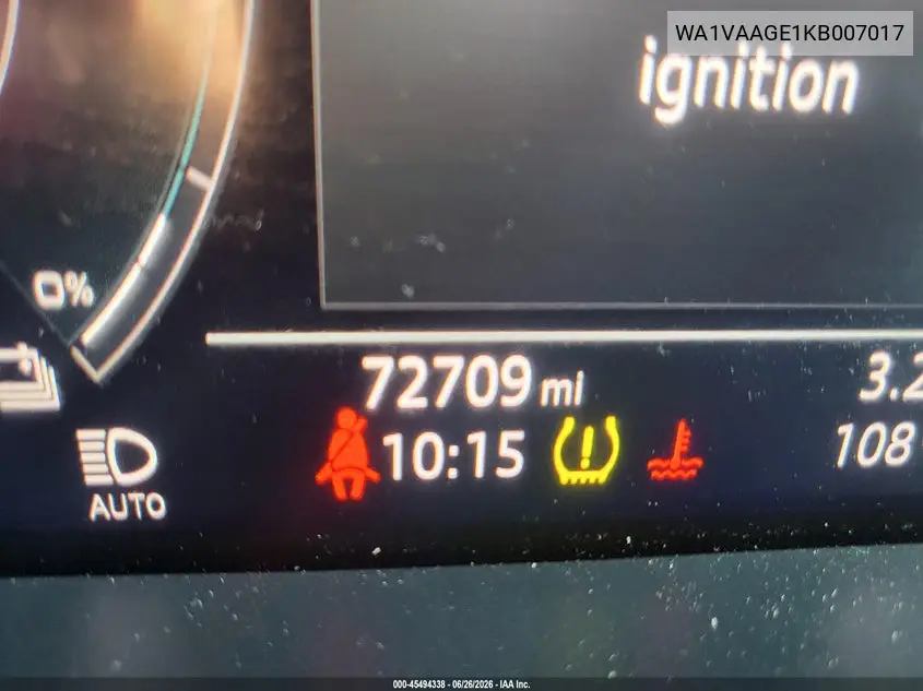 2019 Audi E-Tron Premium Plus VIN: WA1VAAGE1KB007017 Lot: 45494338