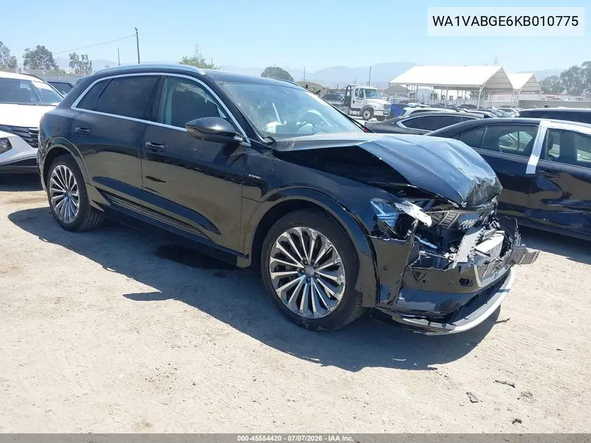 2019 Audi E-Tron Premium Plus VIN: WA1VABGE6KB010775 Lot: 45554420