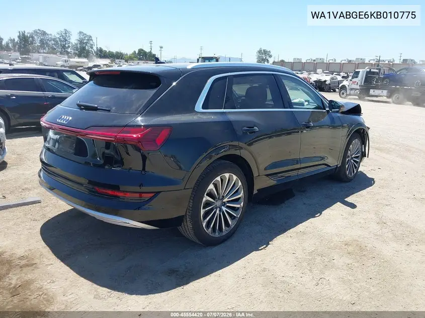 2019 Audi E-Tron Premium Plus VIN: WA1VABGE6KB010775 Lot: 45554420