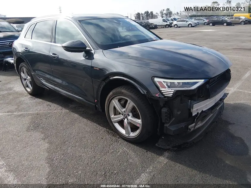 2019 Audi E-Tron Premium Plus VIN: WA1LAAGE9KB010321 Lot: 45585544