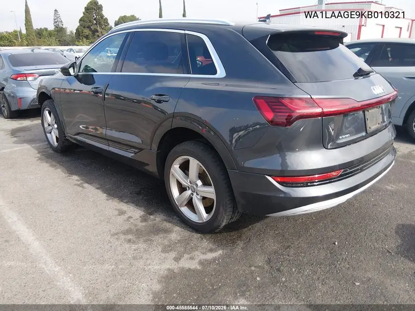 2019 Audi E-Tron Premium Plus VIN: WA1LAAGE9KB010321 Lot: 45585544