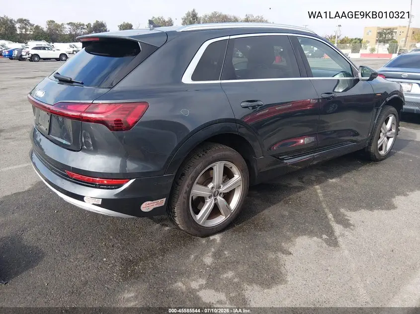 2019 Audi E-Tron Premium Plus VIN: WA1LAAGE9KB010321 Lot: 45585544