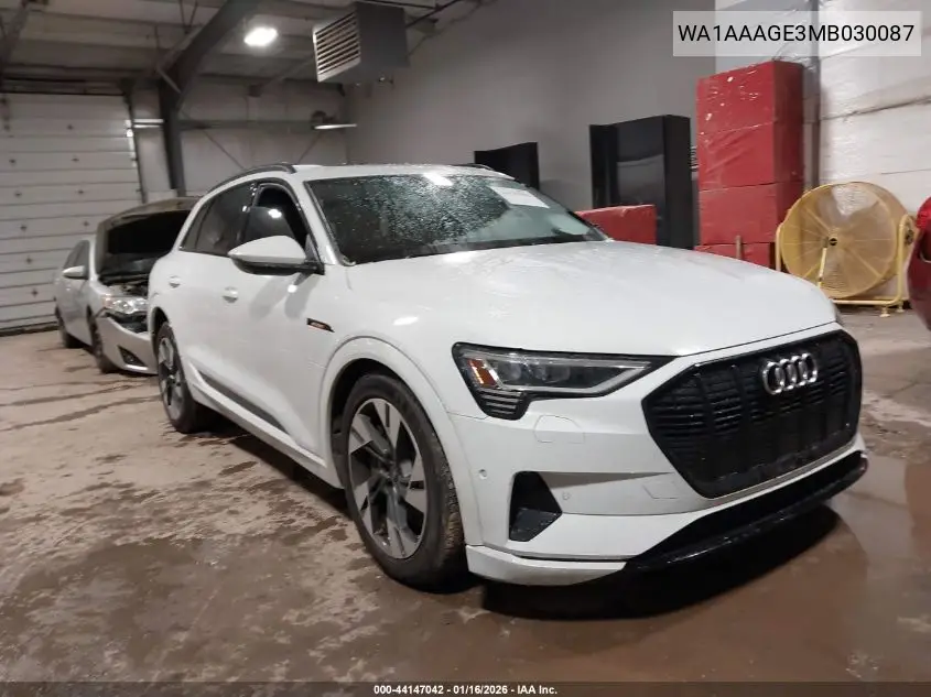 2021 Audi E-Tron Premium Quattro VIN: WA1AAAGE3MB030087 Lot: 44147042