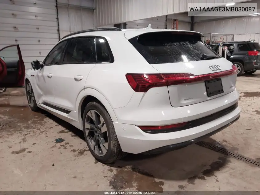 2021 Audi E-Tron Premium Quattro VIN: WA1AAAGE3MB030087 Lot: 44147042