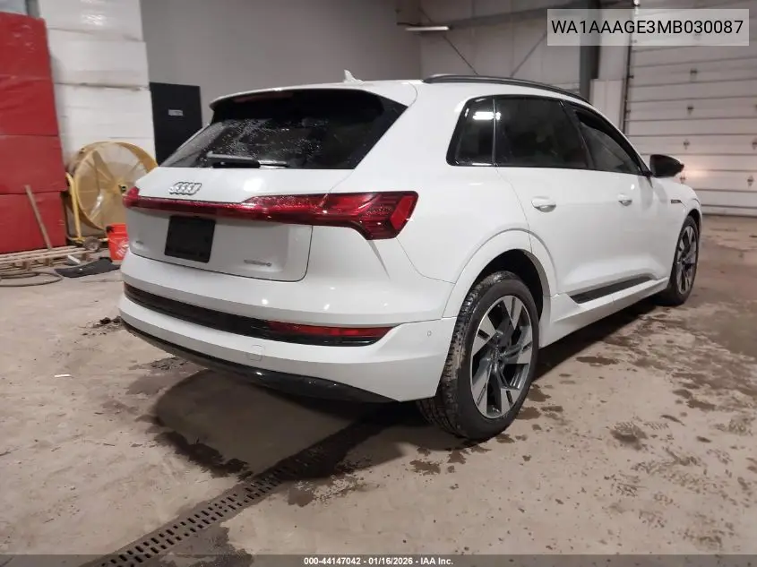 2021 Audi E-Tron Premium Quattro VIN: WA1AAAGE3MB030087 Lot: 44147042