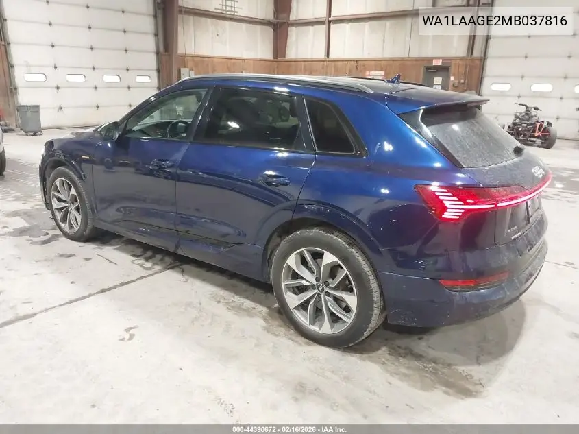 2021 Audi E-Tron Premium Plus Quattro VIN: WA1LAAGE2MB037816 Lot: 44390672