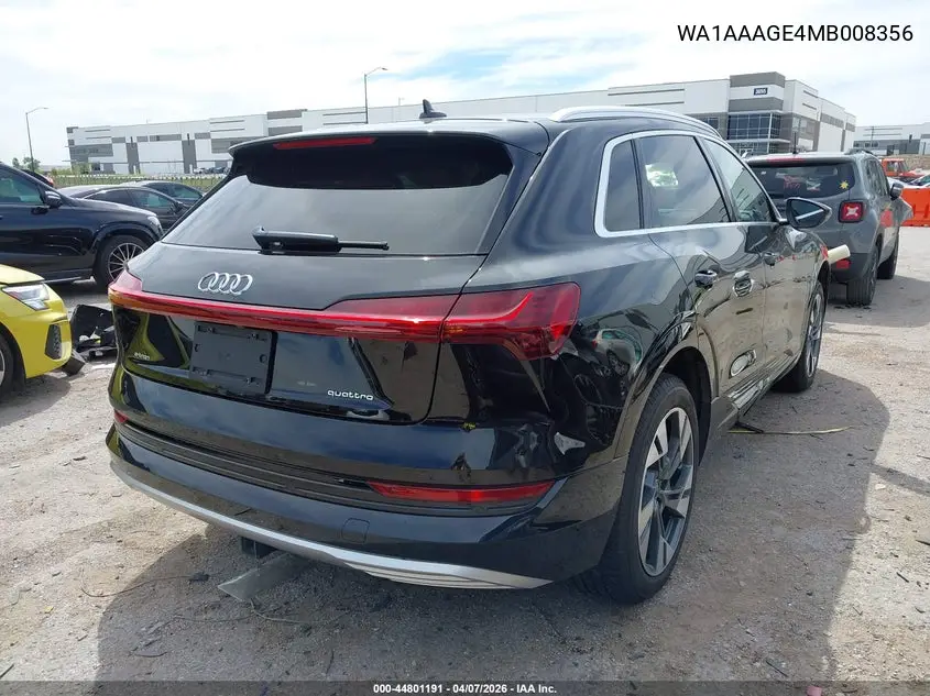 2021 Audi E-Tron Premium Quattro VIN: WA1AAAGE4MB008356 Lot: 44801191