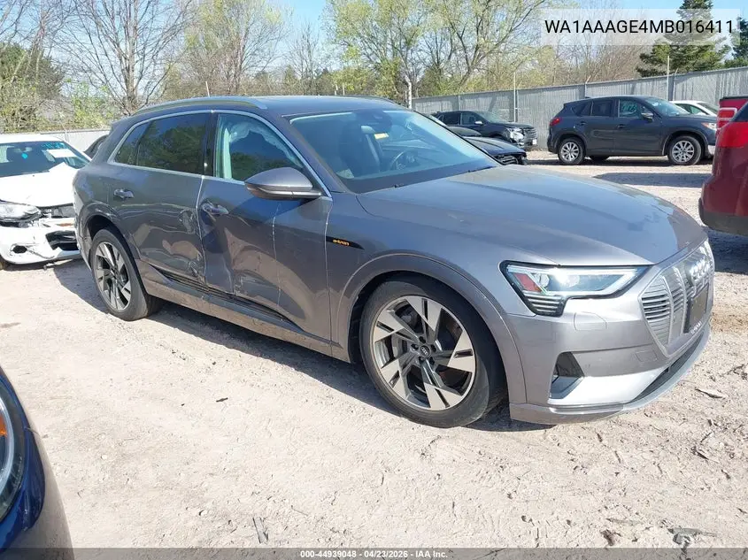 2021 Audi E-Tron Premium Quattro VIN: WA1AAAGE4MB016411 Lot: 44939048
