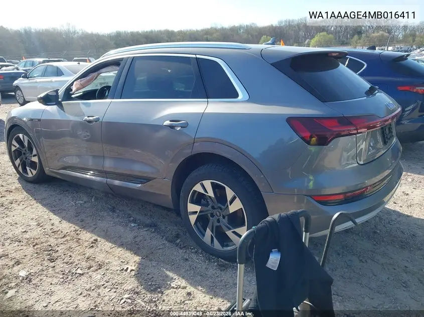 2021 Audi E-Tron Premium Quattro VIN: WA1AAAGE4MB016411 Lot: 44939048