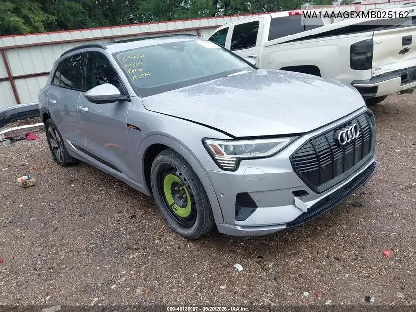 2021 Audi E-Tron Premium Quattro VIN: WA1AAAGEXMB025162 Lot: 45130087