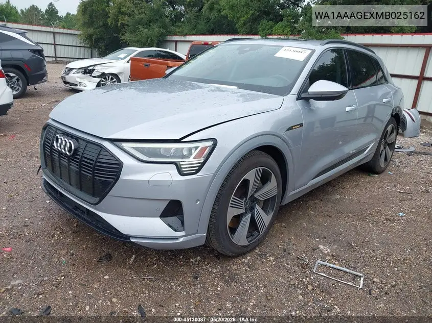 2021 Audi E-Tron Premium Quattro VIN: WA1AAAGEXMB025162 Lot: 45130087