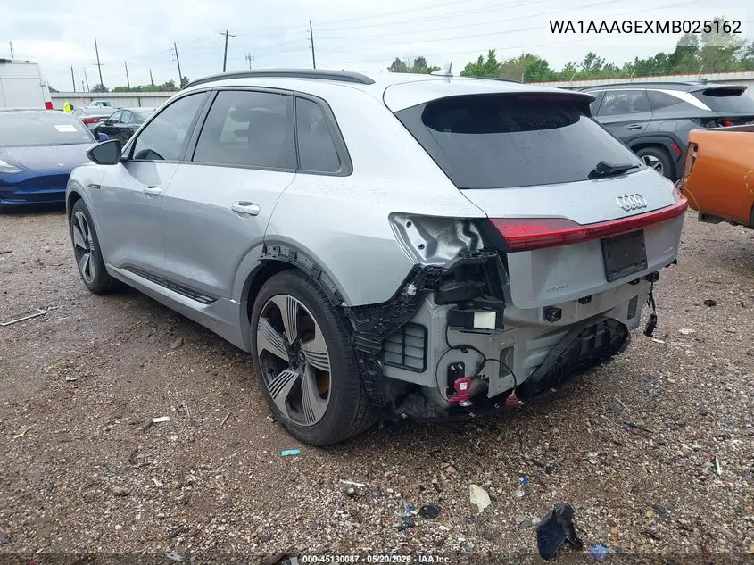 2021 Audi E-Tron Premium Quattro VIN: WA1AAAGEXMB025162 Lot: 45130087