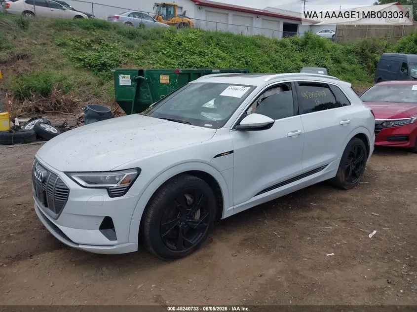 2021 Audi E-Tron Premium Quattro VIN: WA1AAAGE1MB003034 Lot: 45240733