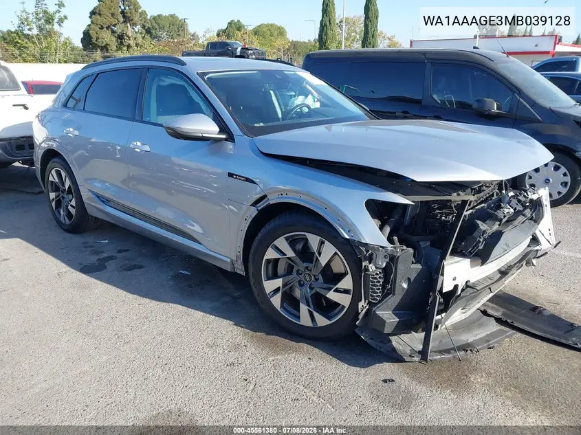 2021 Audi E-Tron Premium Quattro VIN: WA1AAAGE3MB039128 Lot: 45561380