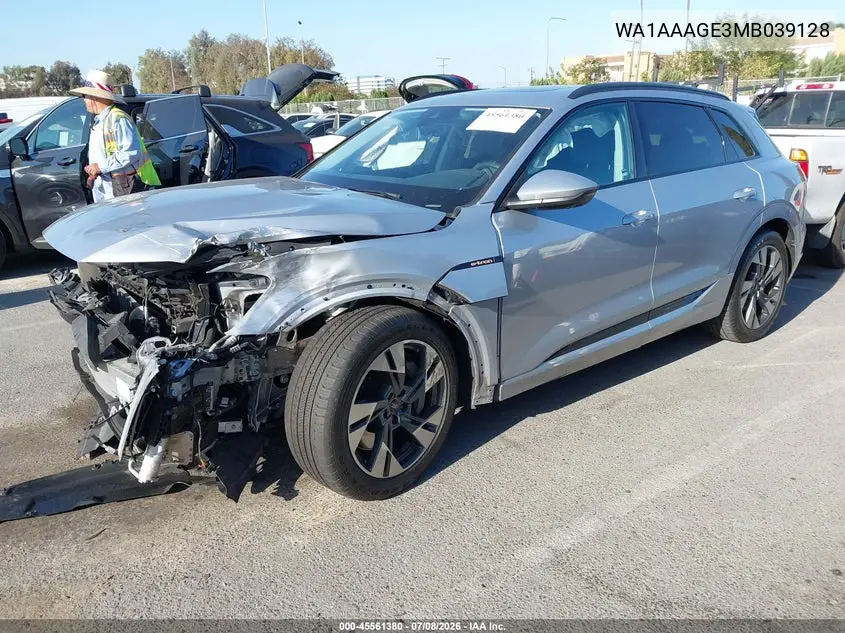 2021 Audi E-Tron Premium Quattro VIN: WA1AAAGE3MB039128 Lot: 45561380