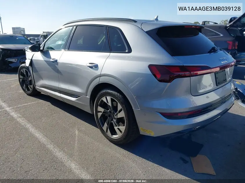 2021 Audi E-Tron Premium Quattro VIN: WA1AAAGE3MB039128 Lot: 45561380