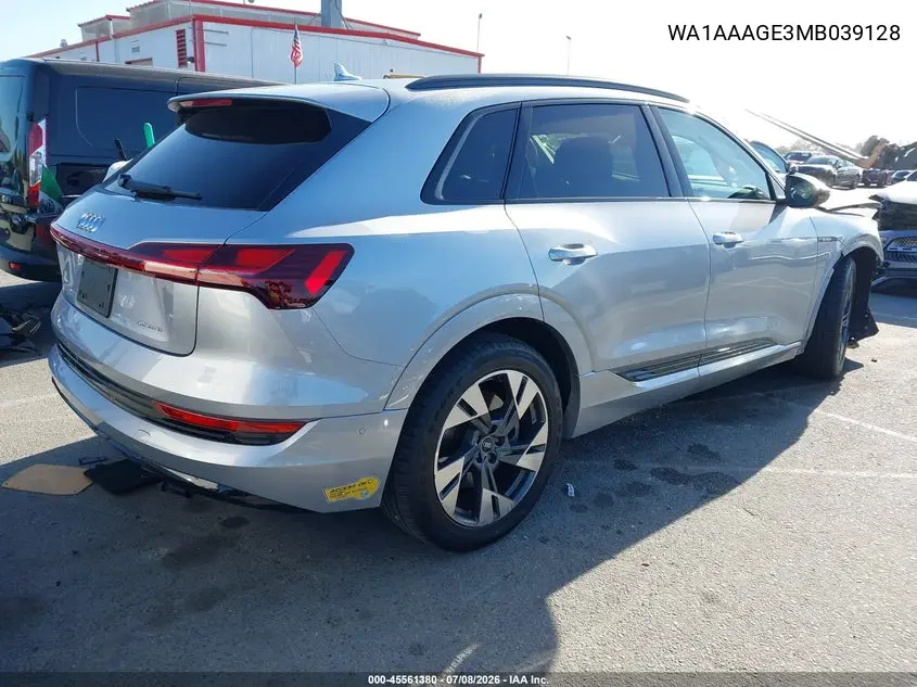 2021 Audi E-Tron Premium Quattro VIN: WA1AAAGE3MB039128 Lot: 45561380