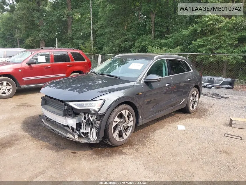 2021 Audi E-Tron Premium Plus Quattro VIN: WA1LAAGE7MB010742 Lot: 45635885