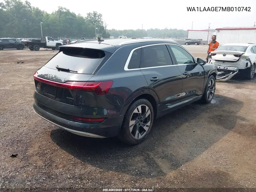 2021 Audi E-Tron Premium Plus Quattro VIN: WA1LAAGE7MB010742 Lot: 45635885