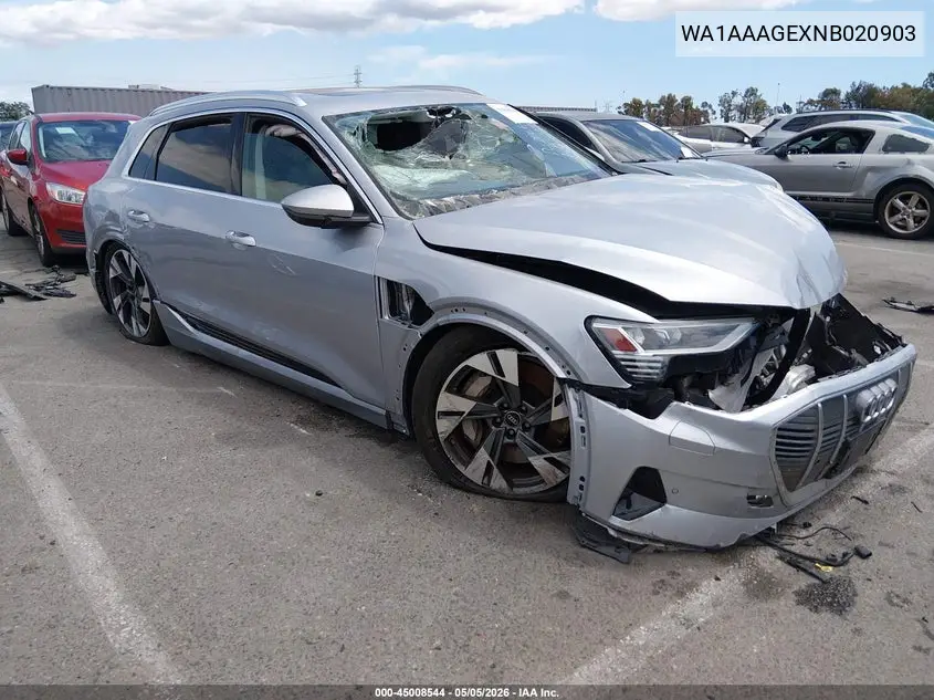 2022 Audi E-Tron Premium Quattro VIN: WA1AAAGEXNB020903 Lot: 45008544